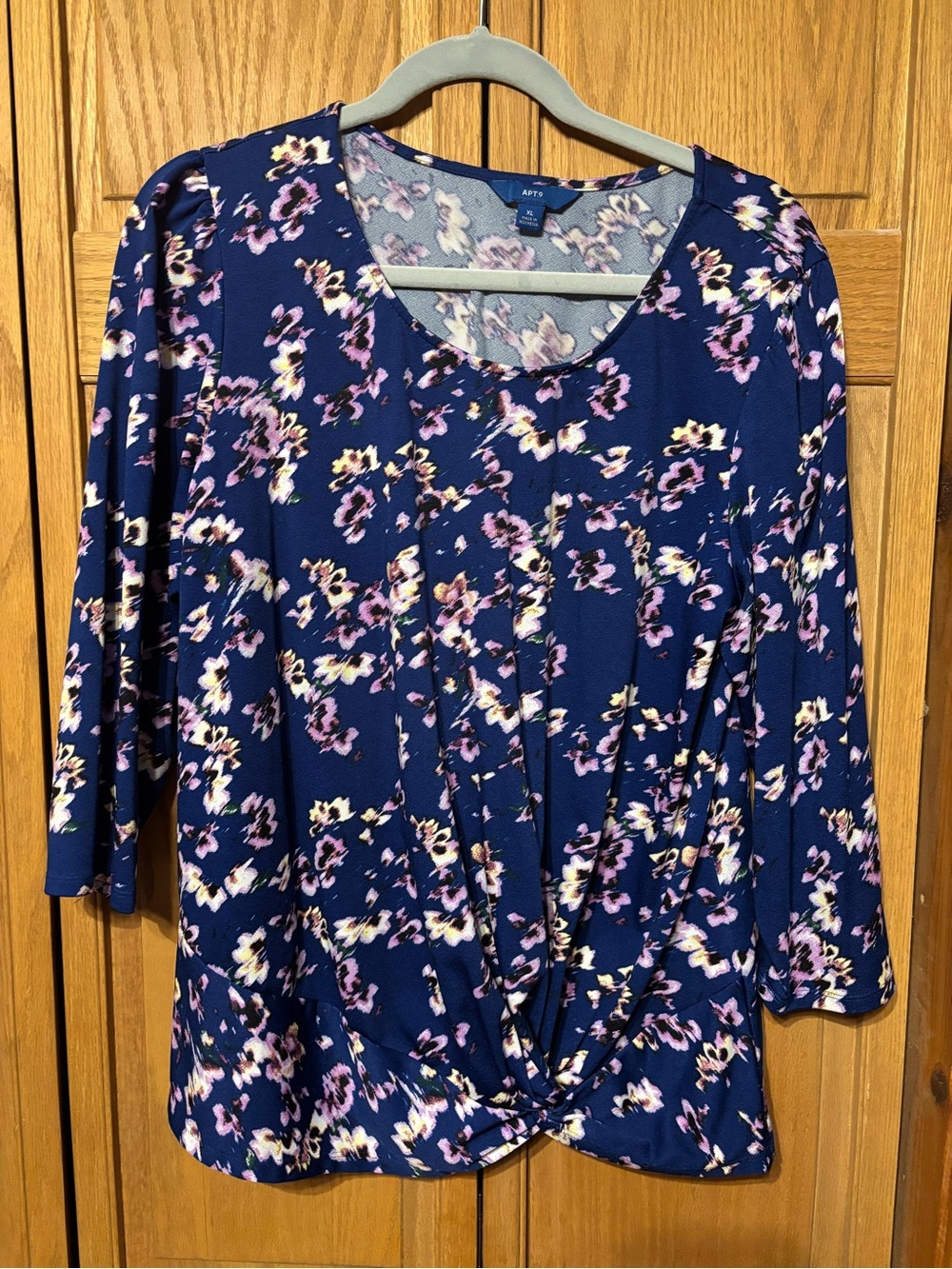 Apt. 9 Navy Floral Twist-Knot Women's Blouse